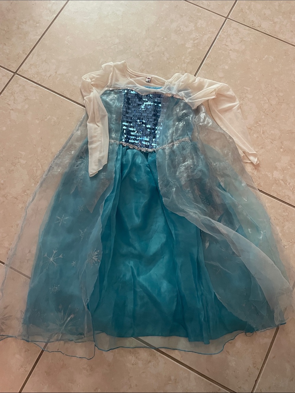 Elsa style Blue Sequin & Sheer Ice Princess Costume